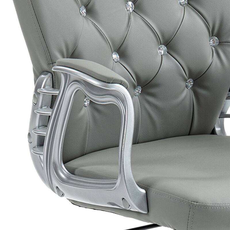 Vinsetto Faux Leather Office Chair Tufted Backrest Swivel Rolling Wheels Task Chair with Height Adjustable Armrests