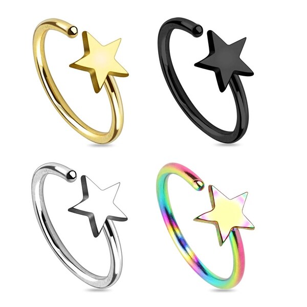 Star Titanium IP 316L Surgical Steel Nose Ring (Sold Individually)