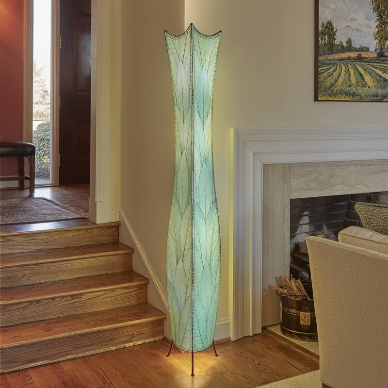 Eangee Handmade Flowerbud Giant Floor Lamp, Cocoa Leaves Shade, 13 x 13 x 72 in.