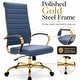 preview thumbnail 78 of 98, Benmar Ribbed Leather Executive High Back Office Chair with Gold Frame, Swivel, Tilt, Lumbar Support