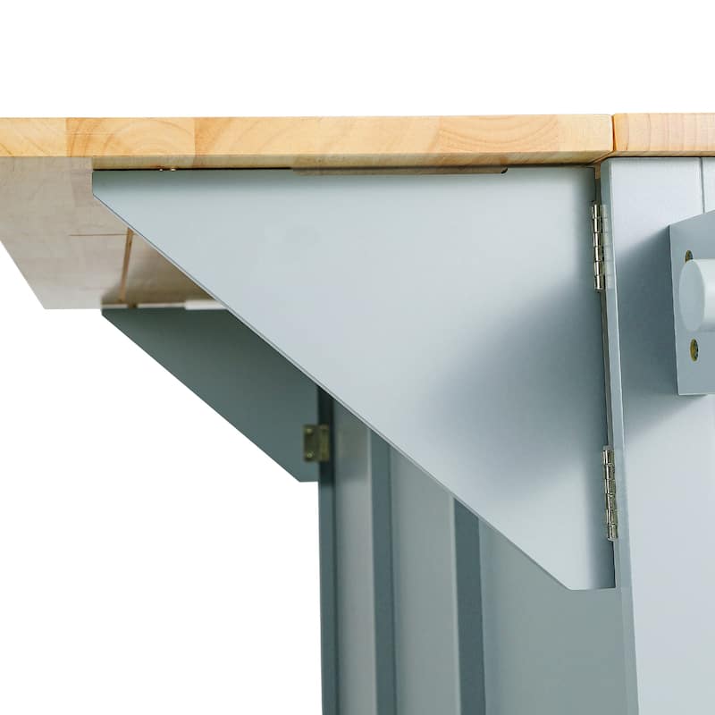 Mobile Kitchen Island Cart with Drop-Leaf Countertop & Storage Cabinet