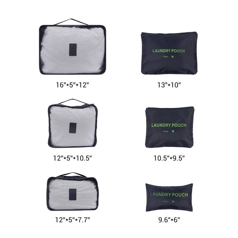 6 Set Travel Bag for Storage, Lightweight Vacation Travel Essentials, Travel Accessories for Travel Toiletry Bag Set 6 Set - Black