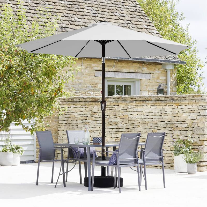 10ft Patio Market Umbrella with LED Lights,Crank & Tilt