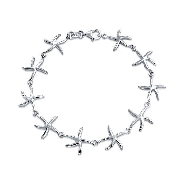 10 Nautical Starfish Bracelet Women 925 Sterling Silver Small 10 Nautical Starfish Bracelet Women