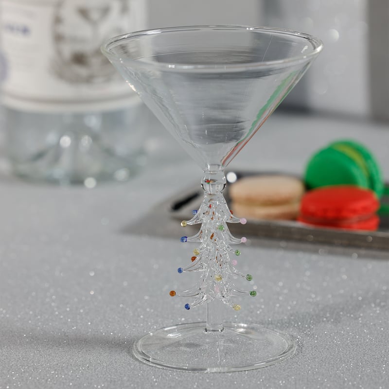 Treetop Cheers Martini Glasses - Holiday Stemware, Set of 4