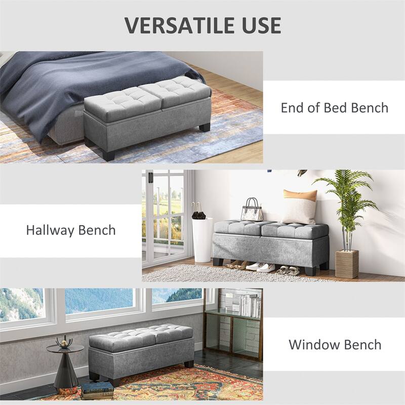 46" Storage Ottoman Bench,Button Tufted Storage Bench with Steel Frame