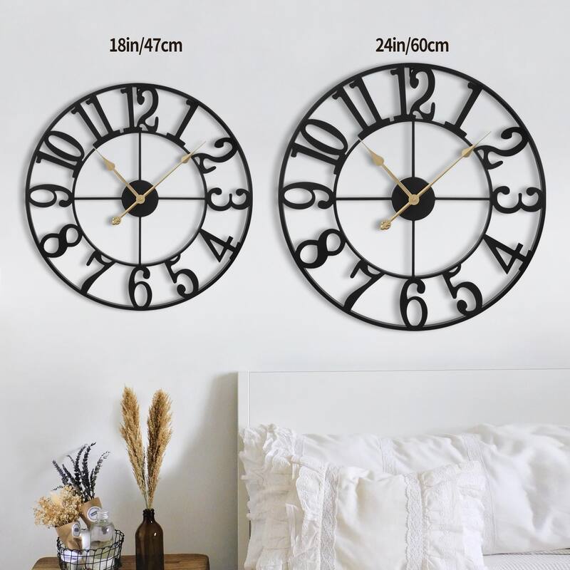 Large Wall Clocks for Living Room Decor, Silent Non Ticking Wall Clocks Battery Operated,18 Inch Decorative Analog Metal