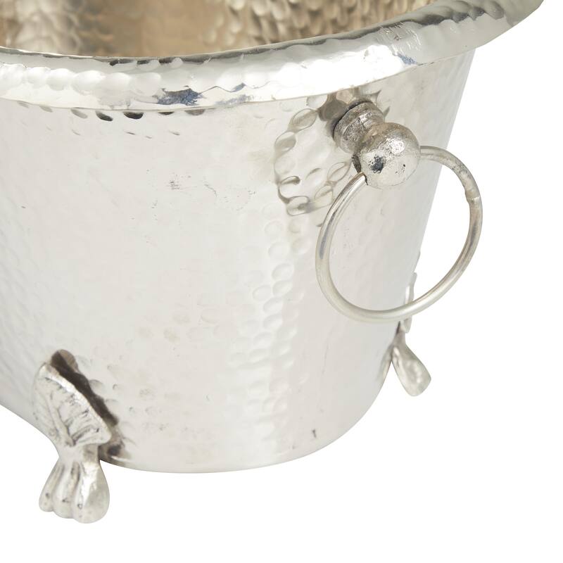 Aluminum Metal 4 or 6 Bottle Ice Bucket - Silver - Roche River Decor