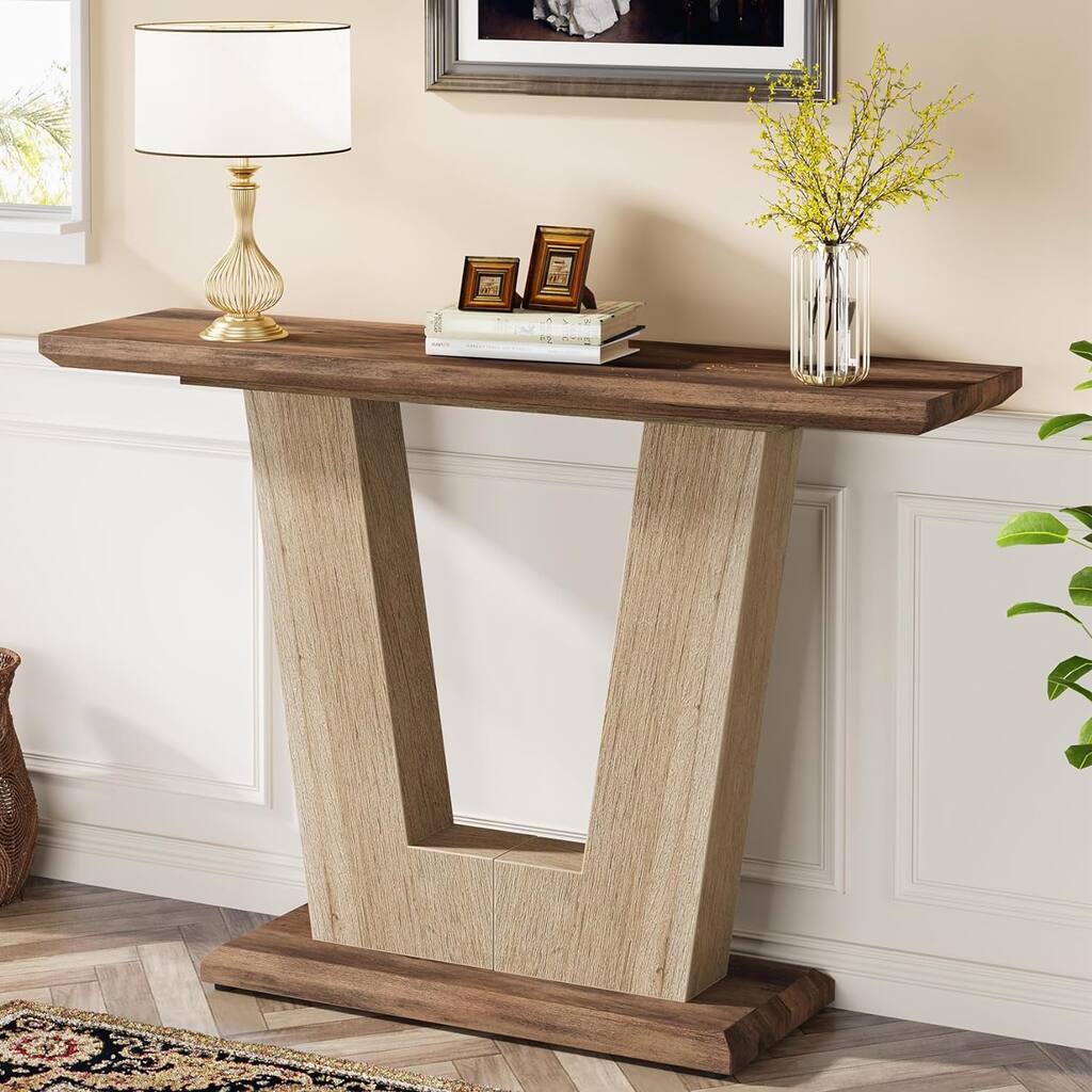 Wood Console Table, 42 Inches Farmhouse Entryway Table