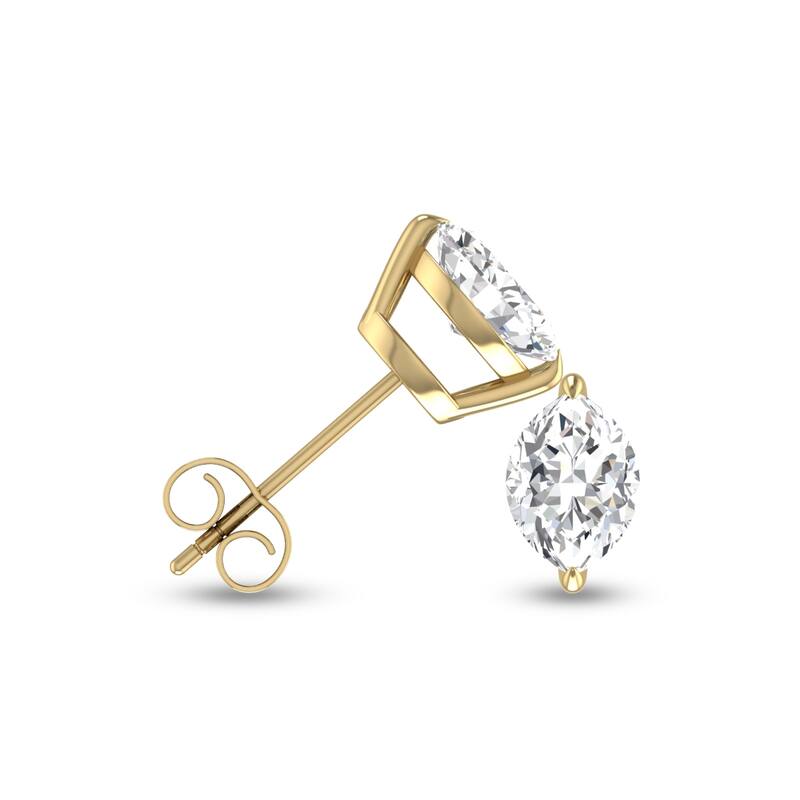 Marquee Lab Grown 1 Carat Marquise Solitaire Diamond Earrings in 14K Yellow Gold