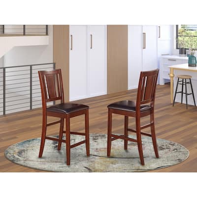 Counter Height Wooden Dining Chair with Mahogany Finish, Modern Bar Stool for Kitchen Counter Seating