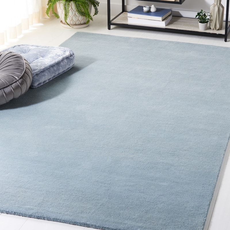 SAFAVIEH Handmade Fifth Avenue Biba Solid New Zealand Wool - 4' x 6' - Blue - Rectangle