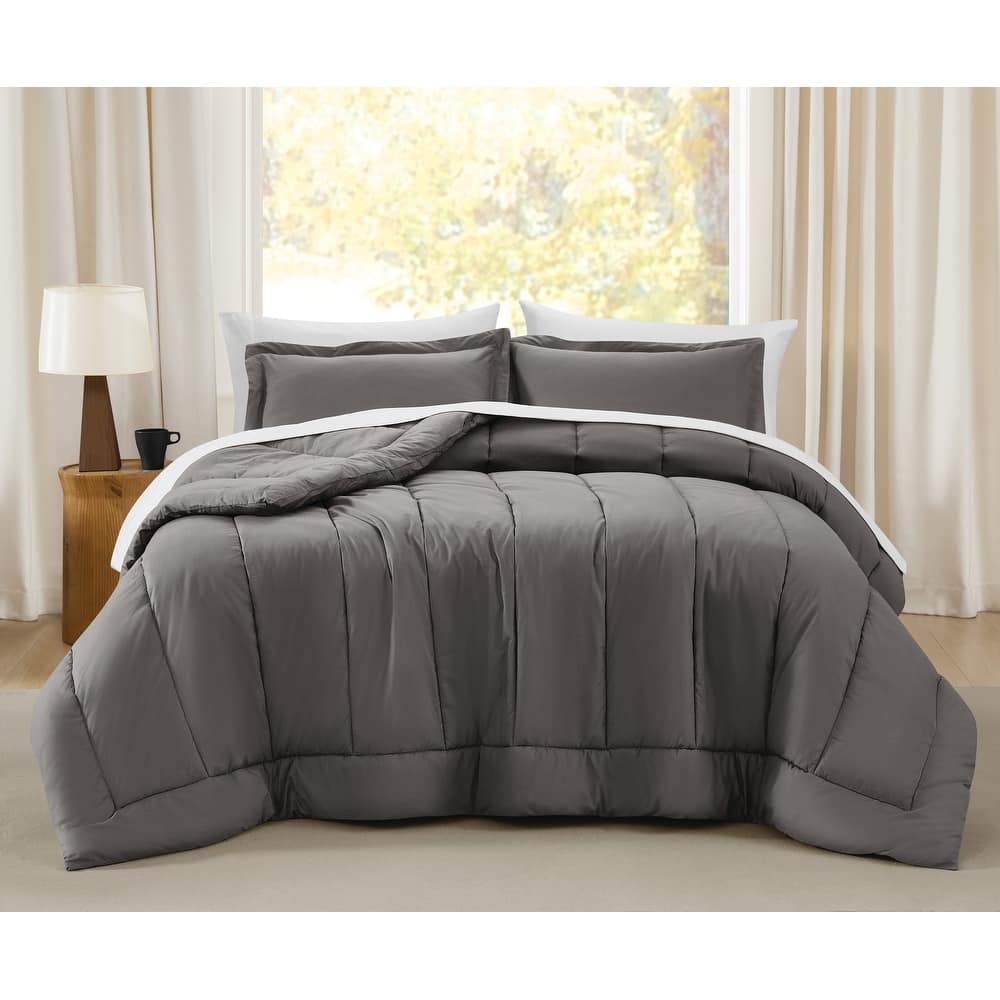 Brooklyn Loom Oversized Cotton Percale 3 Piece Comforter Set