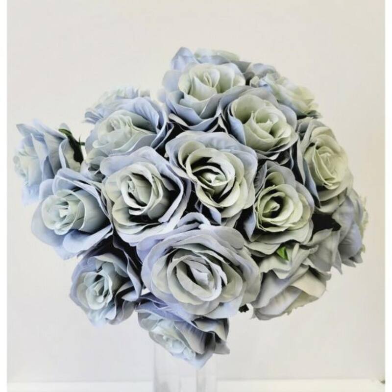 Dusty Blue Rose Bush Artificial Flower