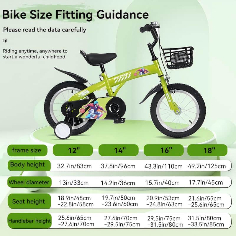 16 Inch Kids Bike with Training Wheels & Kickstand, Adjustable Saddle & Handlebar, Boys & Girls Ages 4-8