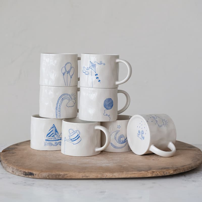 Stoneware Mug with Wax Relief Illustration and Secret Image on Bottom - 5.9"L x 4.3"W x 3.5"H