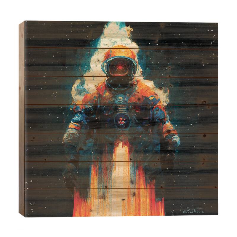 The Astro Cruiser - Astro Cruise Print On Wood by Ben Heine - Multi-Color - 26x26x1.5