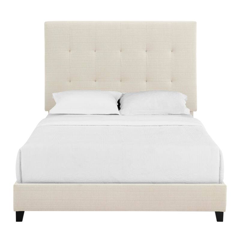 Bridgevine Home Tall Beige Tufted Upholstered Platform Bed