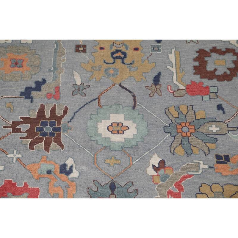 Gray Floral Oushak Oriental Large Area Rug Handmade Wool Carpet - 12'2" x 14'11"