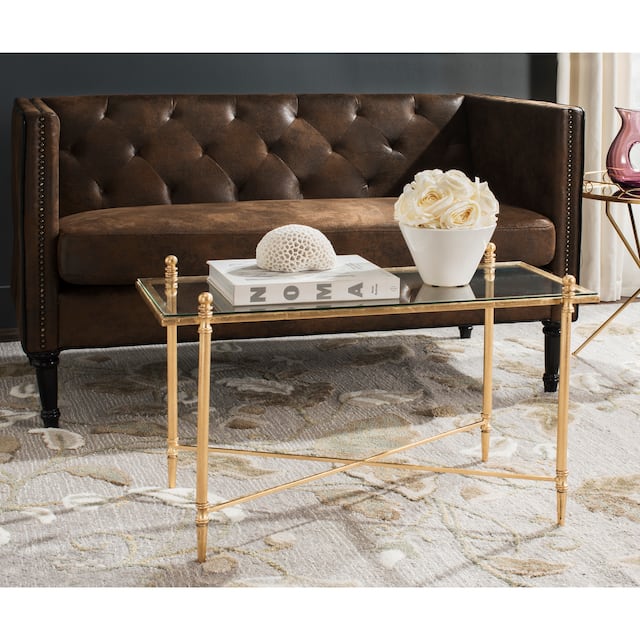 SAFAVIEH Tait Antique Gold Leaf Coffee Table 31.5" x 15.5" x 19.8" Overstock 10857026
