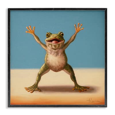 Stupell Motivational Exercise Frog Framed Giclee Art Design By Lucia Heffernan