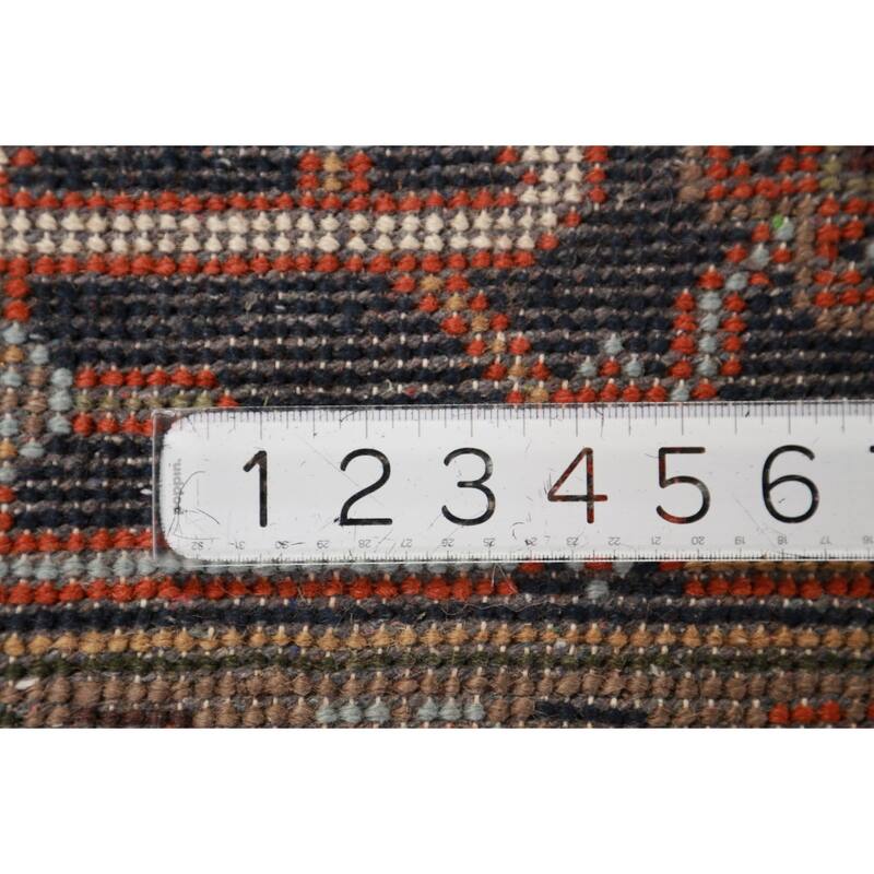 Geometric Heriz Serapi Indian Rug Hand-Knotted Oriental Wool Carpet - 8'11" x 11'11"