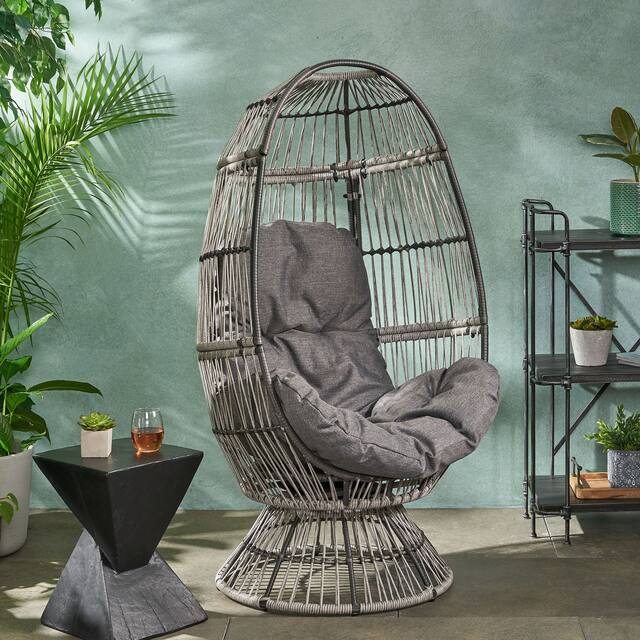Pintan Outdoor Wicker Swivel Egg Chair by Christopher Knight Home