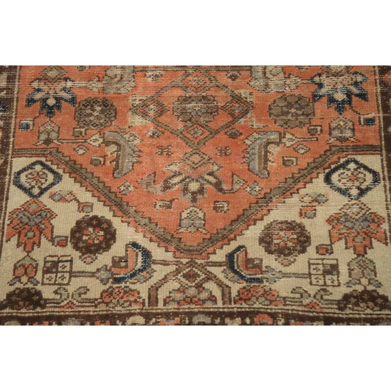 Hand Knotted Oriental 100% Wool Carpet Traditional Geometric Oranges & Rust Hamedan Area Rug - 6' 4'' X 3' 10''