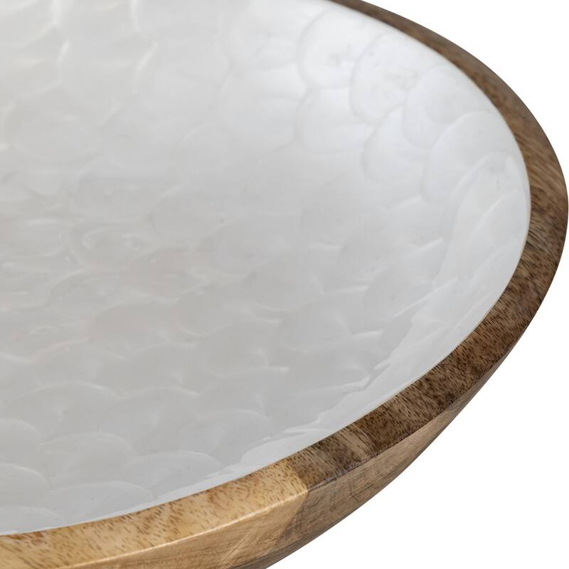 Mang Wood Bowl With White Pearl Enamel