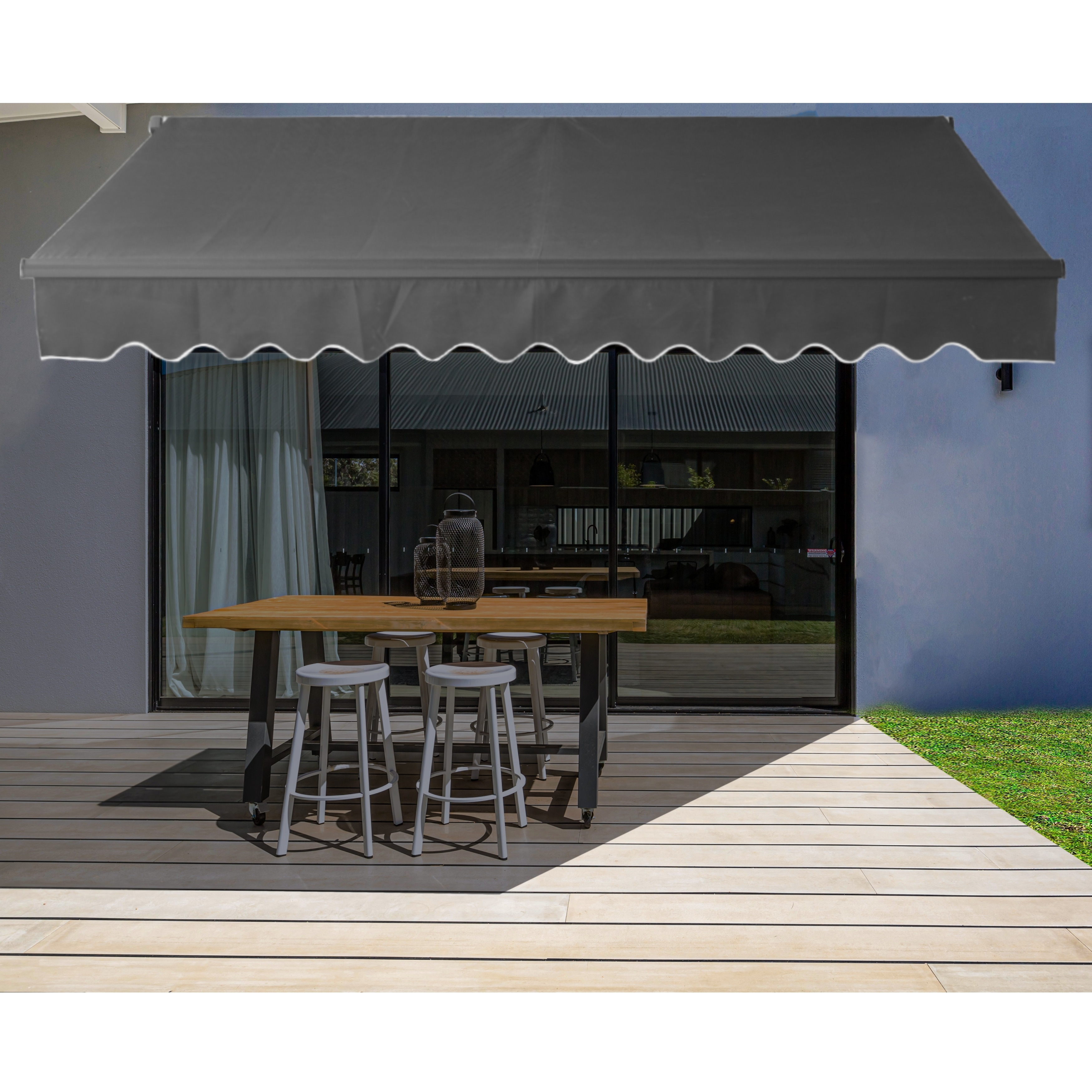 ALEKO  20x10 Motorized Black Frame Retractable Home Patio Canopy Awning