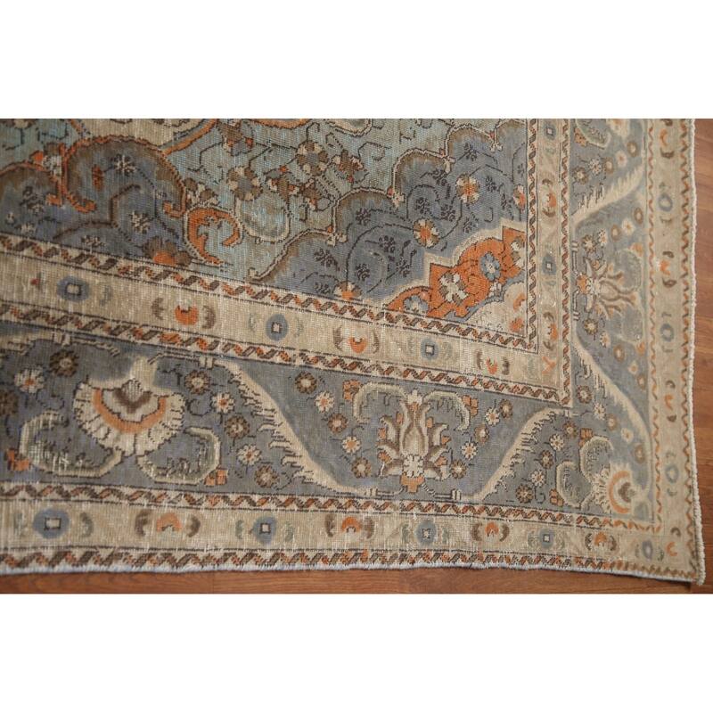 Hand Knotted Oriental 100% Wool Carpet Traditional Medallion Beige & Ivories Tabriz Area Rug - 12' 10'' X 9' 2''