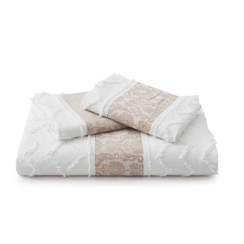 3-Piece Textured Stripe Geometric Oversized Stylish Duvet Cover Set