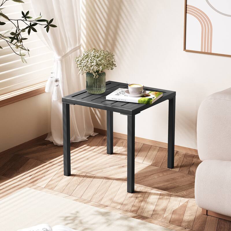 Crestlive Products Modern Square Aluminum Side End Table - Black - 1PC
