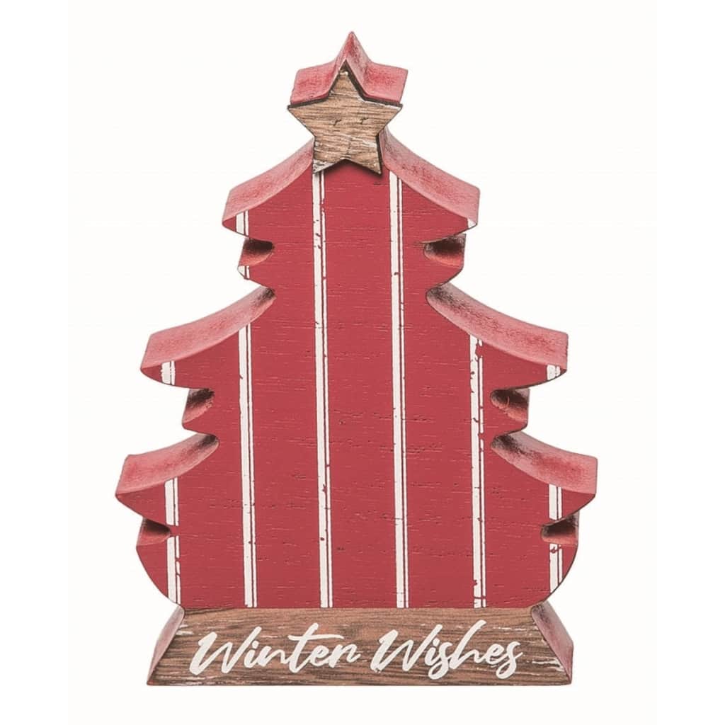 Transpac Wood Multicolored Christmas Ticking Stripe Tree Decor