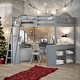 preview thumbnail 2 of 52, Wooden Full Loft Bed with U-shaped Desk,Storage Compartments and Tri-fold Mirror