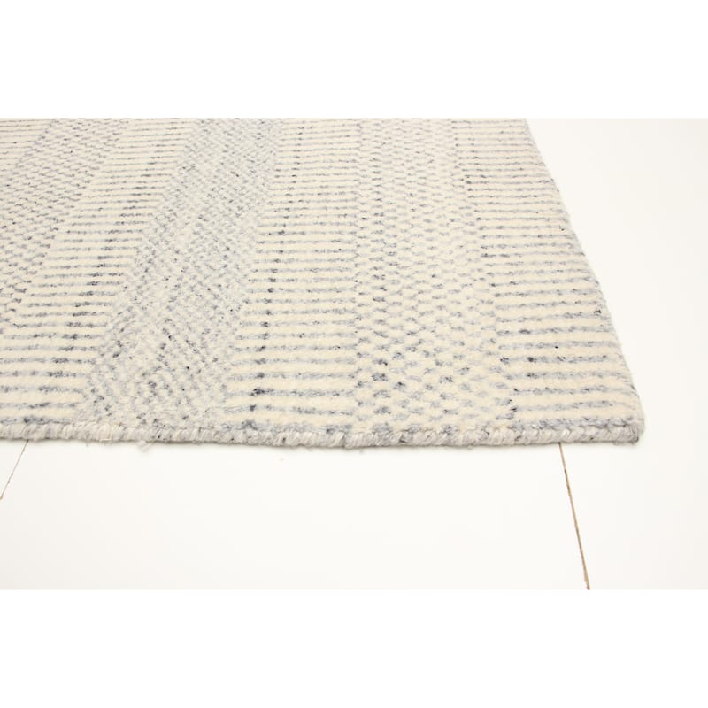 ECARPETGALLERY Hand Loomed Pearl Grey Viscose, Wool Rug - 2'0 x 2'11