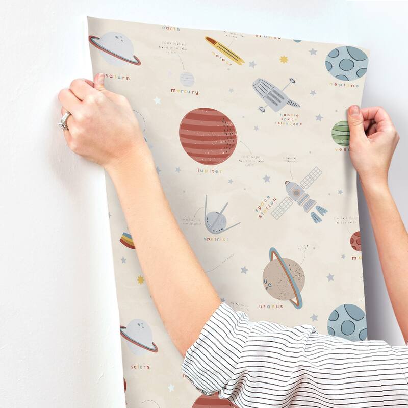 Advantage Space Adventure Beige Outer Space Wallpaper