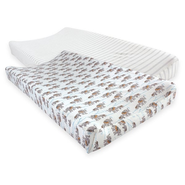 slide 1 of 1, Touched by Nature Baby Organic Cotton Changing Pad Cover, Elephants, One Size - Elephants Organic Cotton - Elephants