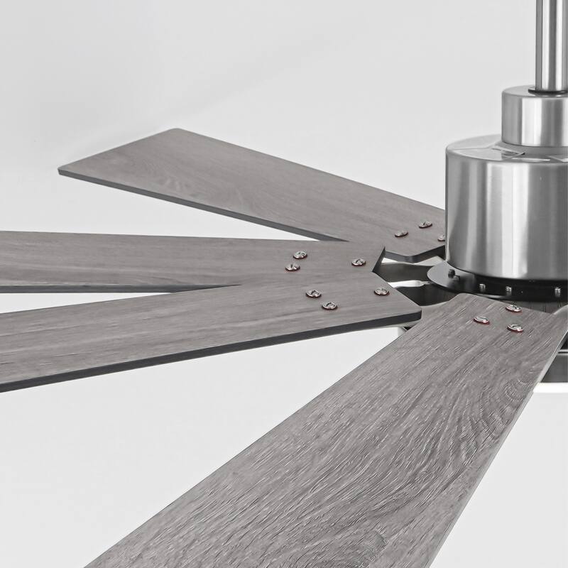 72-in Brushed Nickel Reversible 8-Blade Large Industrial Smart Ceiling Fan with Light and APP Control