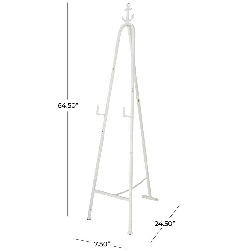 White Metal Tall Adjustable Display Stand 3 Tier Anchor Easel with Foldable Stand and Chain Support