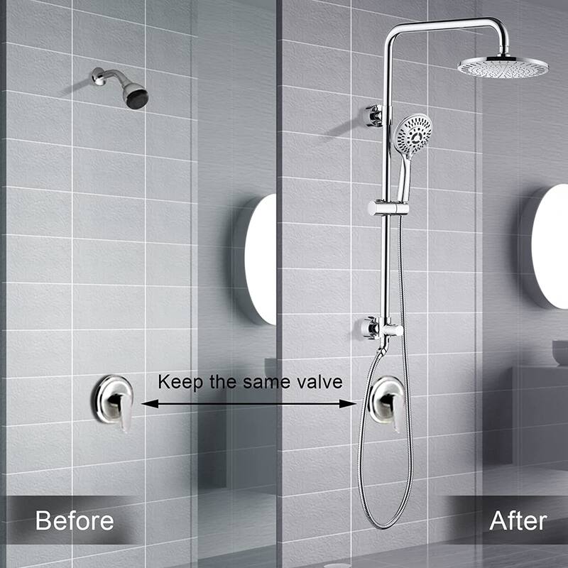 BRIGHT SHOWERS Rain Shower heads system including rainfall shower head and handheld shower head with height adjustable holder