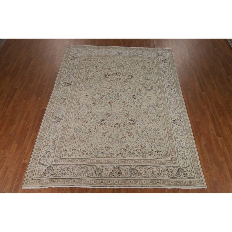 Floral Tabriz Persian Area Rug Traditional Handmade Wool Carpet - 8'0"x 10'7"