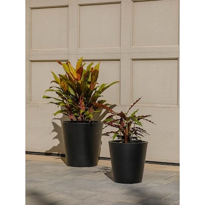 Indoor/Outdoor Large Minimalist Fiberstone Lightweight Cone Round Planter Pot - 19, 15, 11 in