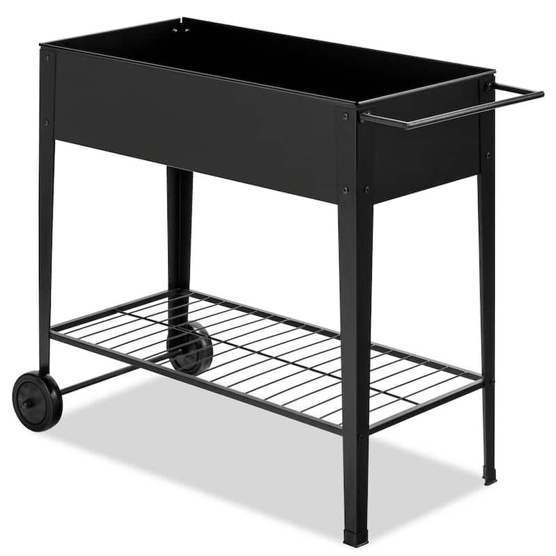 Gymax Raised Garden Bed Elevated Planter Box on Wheels Steel Planter - 38'' X 16'' X 32.5''
