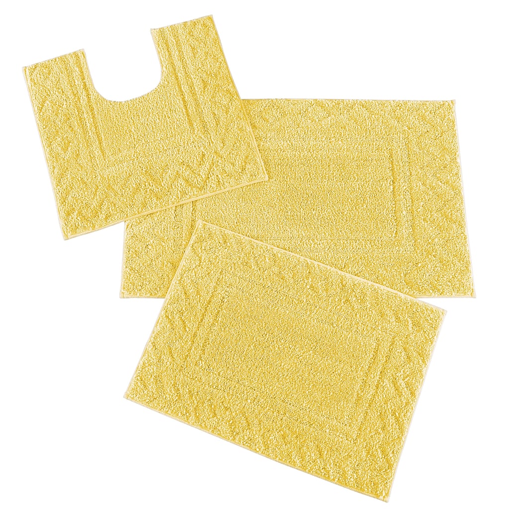 3-Piece Diamond Border Skid-Resistant Bath Rug Set