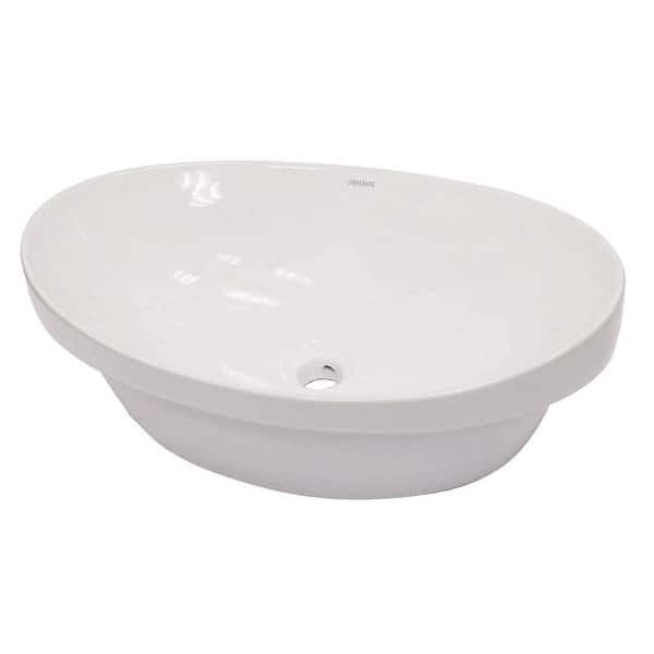 Shop Decolav 14106 Matt Muenster 23 3 4 Vitreous China Above Counter Or Semi Recessed Oval Lavatory With Overflow Ceramic White Overstock 13749739