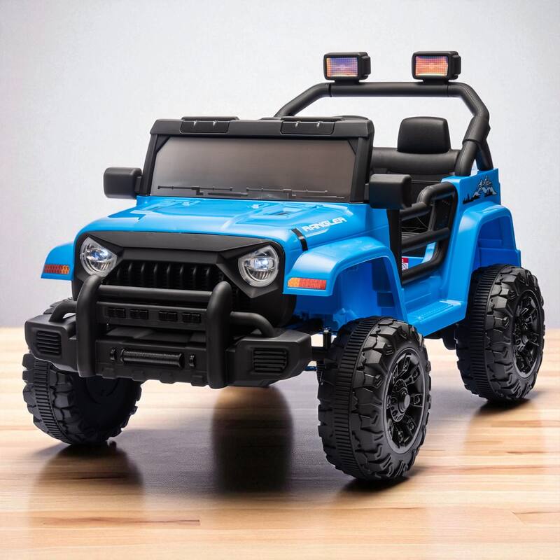 12V Kids Ride-On Car with Remote Control, Dual Drive, Bluetooth, MP3, Four-Wheel Suspension, Headlights for Ages 2-4 - Blue