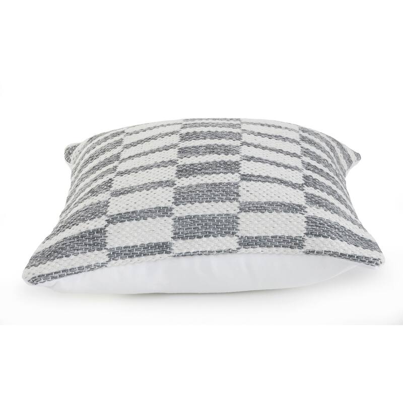 HomeRoots 18" X 18" Gray And White 100% Cotton Geometric Zippered Pillow
