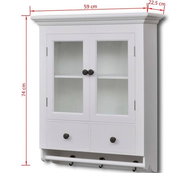 Vidaxl Wooden Kitchen Wall Cabinet With Glass Door White Overstock 18965575