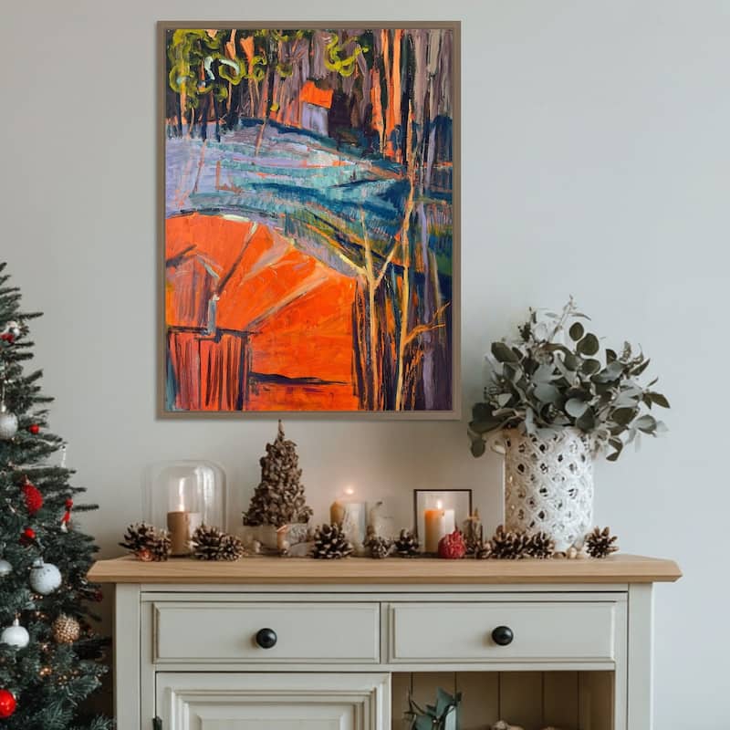 Cadmium Winter Solstice IV by Dorothy Fagan (23 x 30 in.), Framed Canvas Wall Art Print - Sylvie Dark Gold